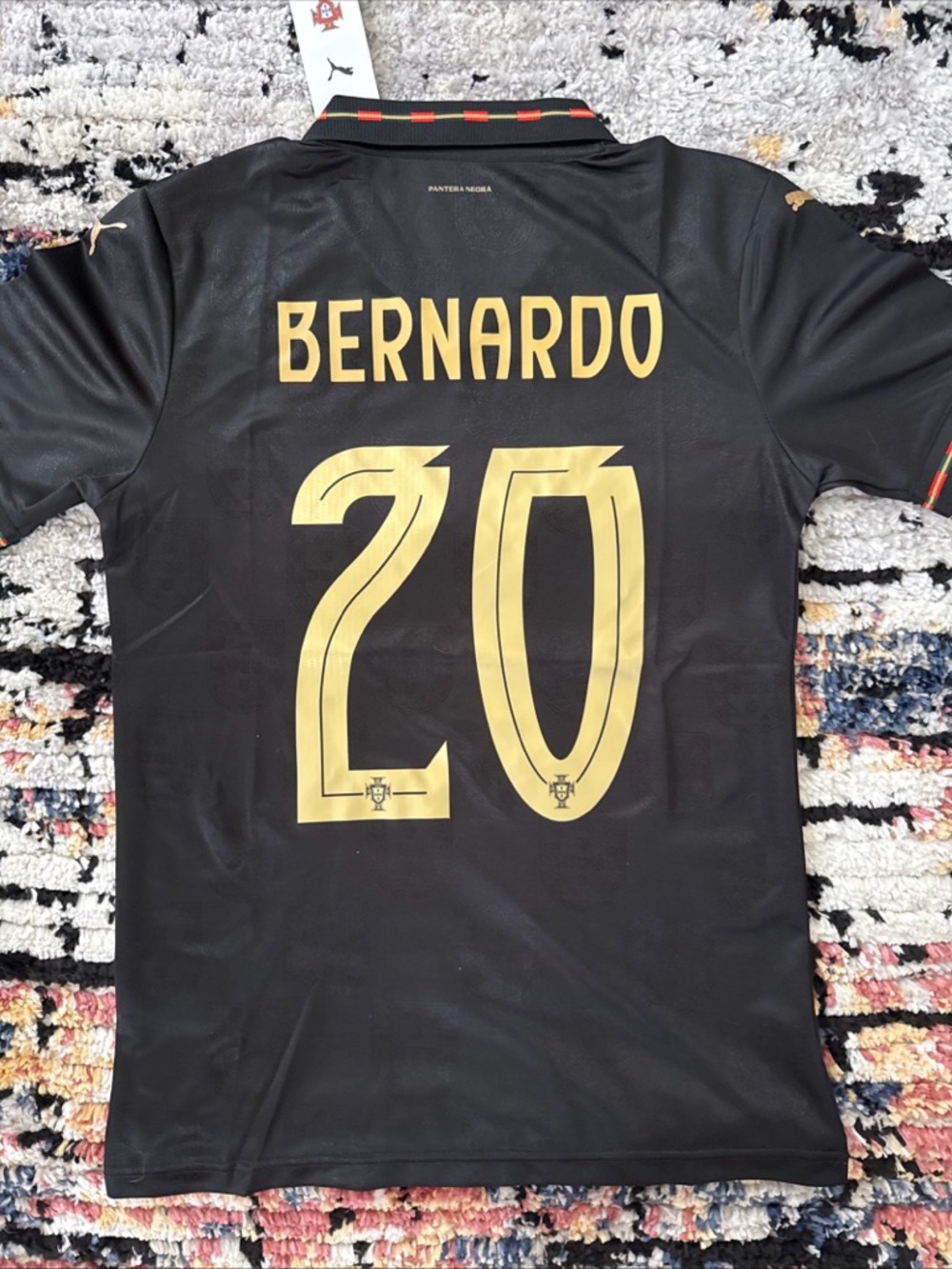 Puma Men’s Bernardo #20 Black and Gold Soccer Jersey